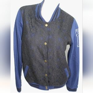 PINK Victoria‎ Secrets Varsity Snap Lace Bomber Jacket Size L